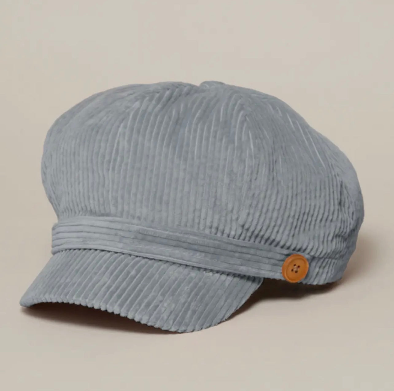 Women’s Solid Corduroy Cabbie Hat with Buttons