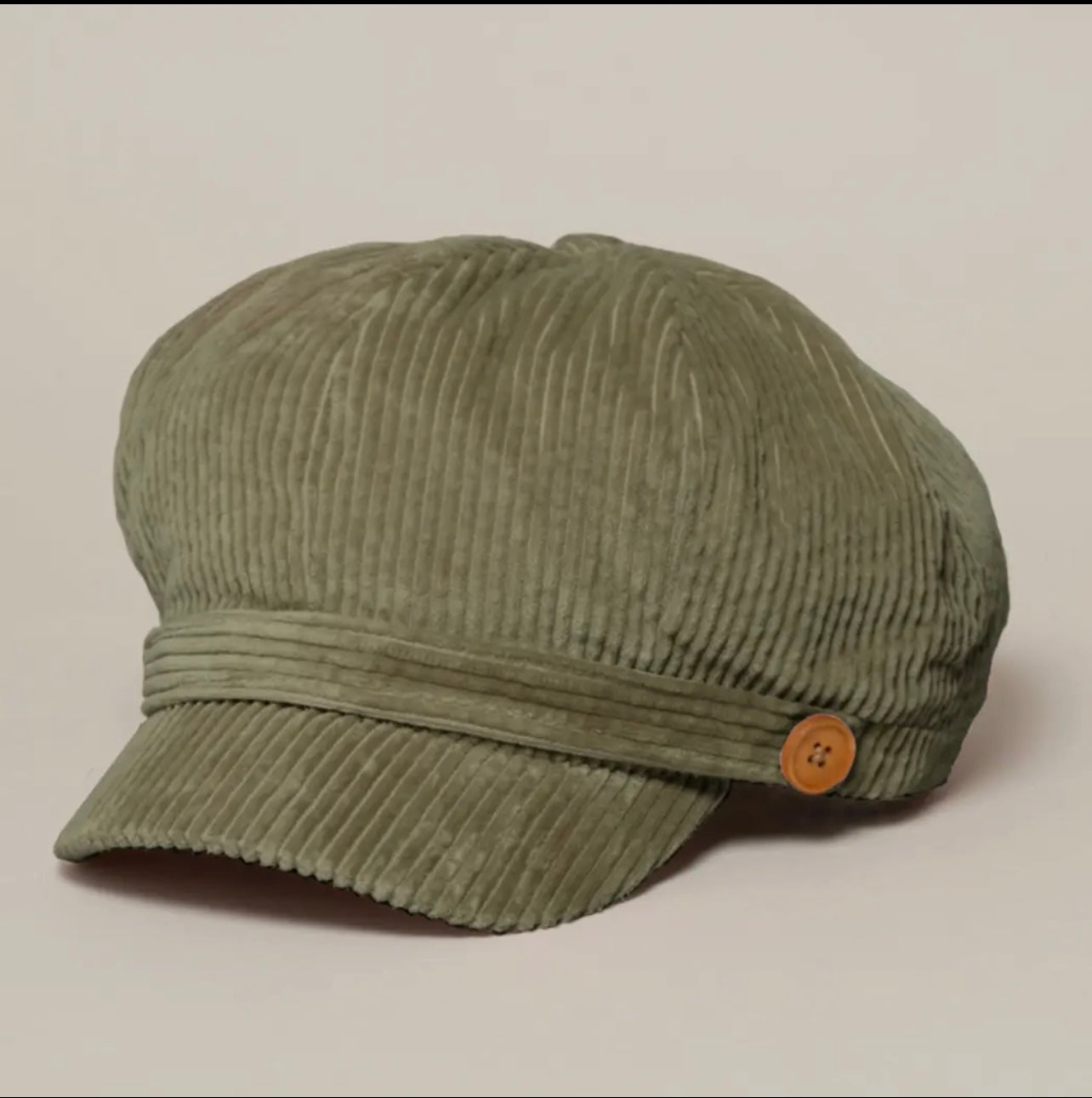 Women’s Solid Corduroy Cabbie Hat with Buttons