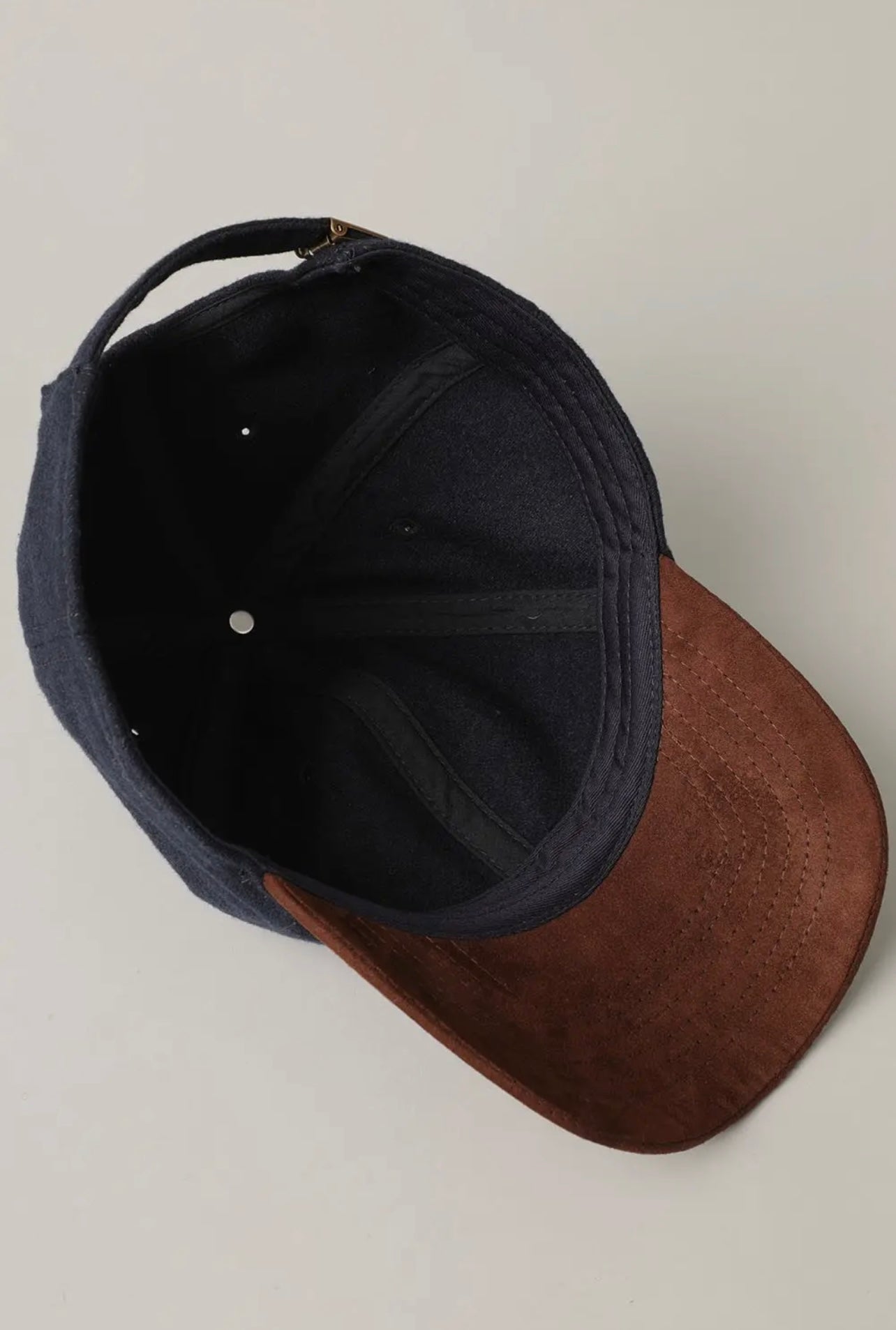 Wool Blend Casual Baseball Cap with Suede Visor Hat- Navy