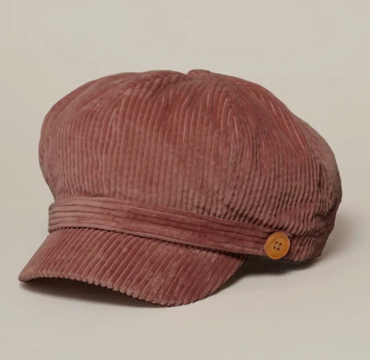 Women’s Solid Corduroy Cabbie Hat with Buttons