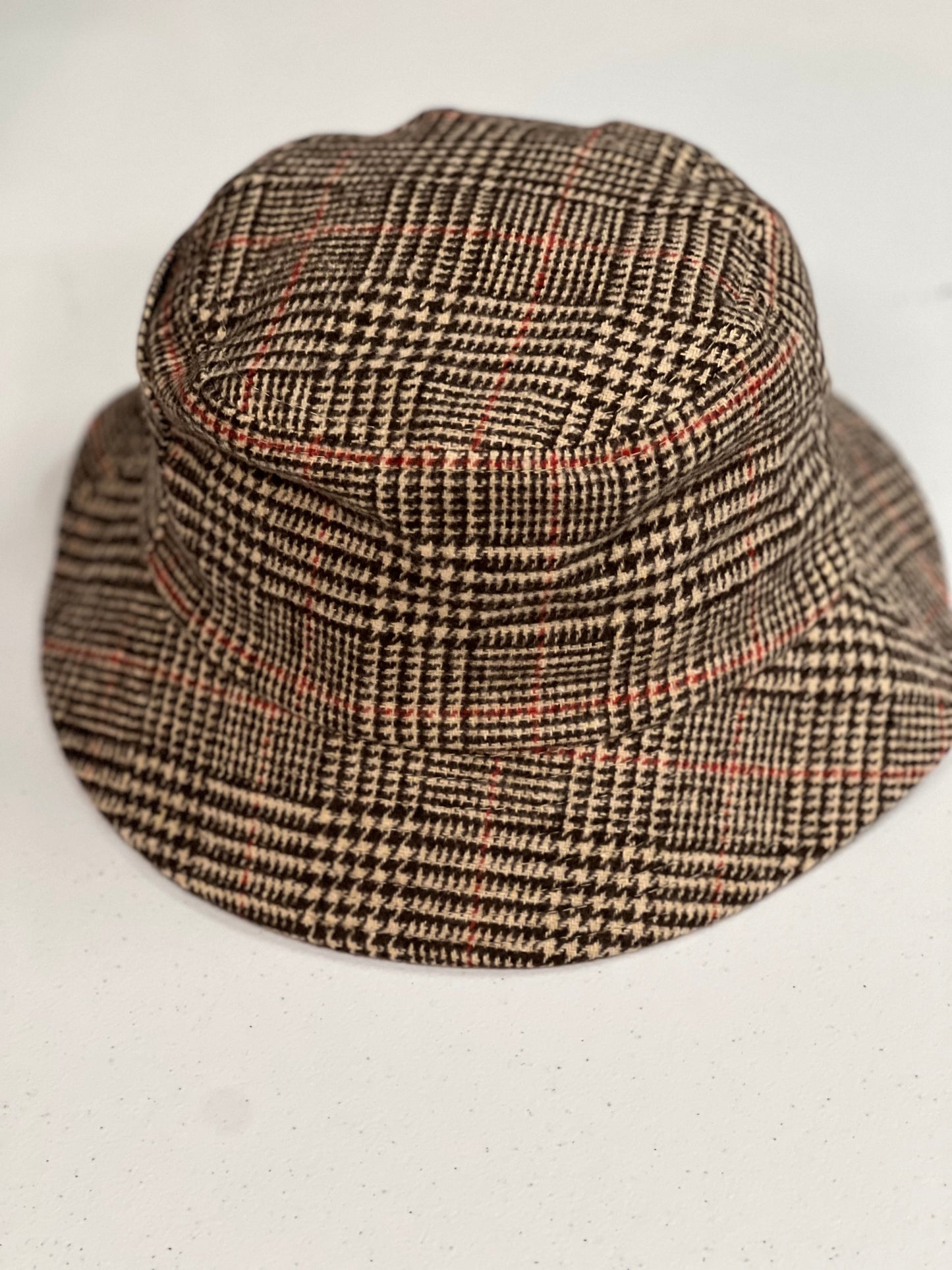 Glen Plaid Bucket Hat -Brown