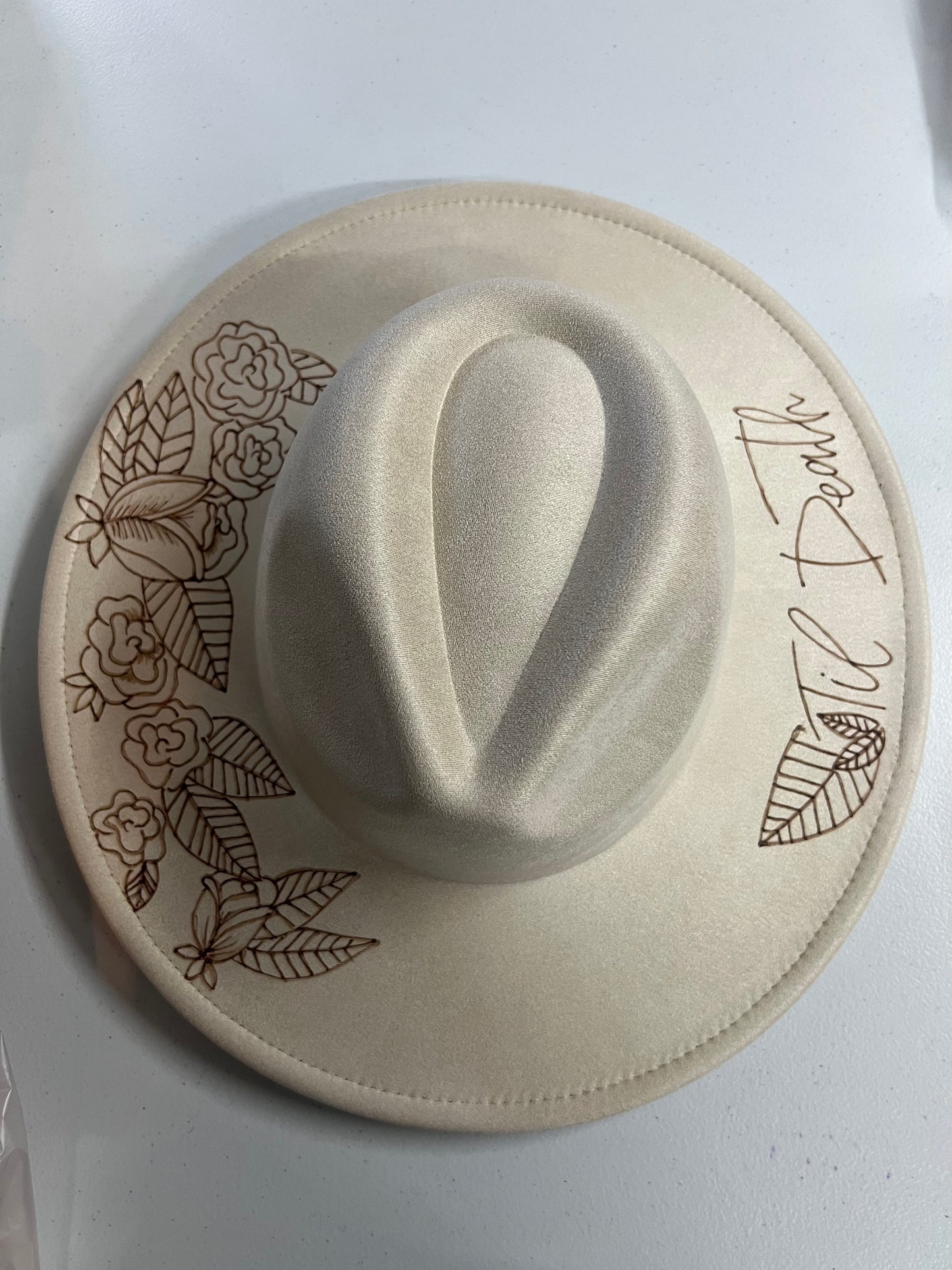 Handmade burnt hats -Til Death -wide brim