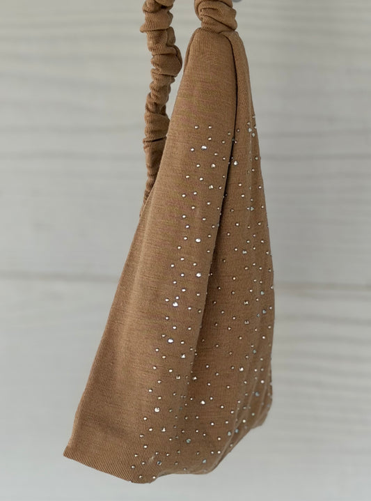 Stretchy Bling Headband- Tan