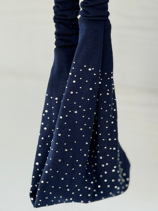 Stretchy Bling Headband- Navy blue