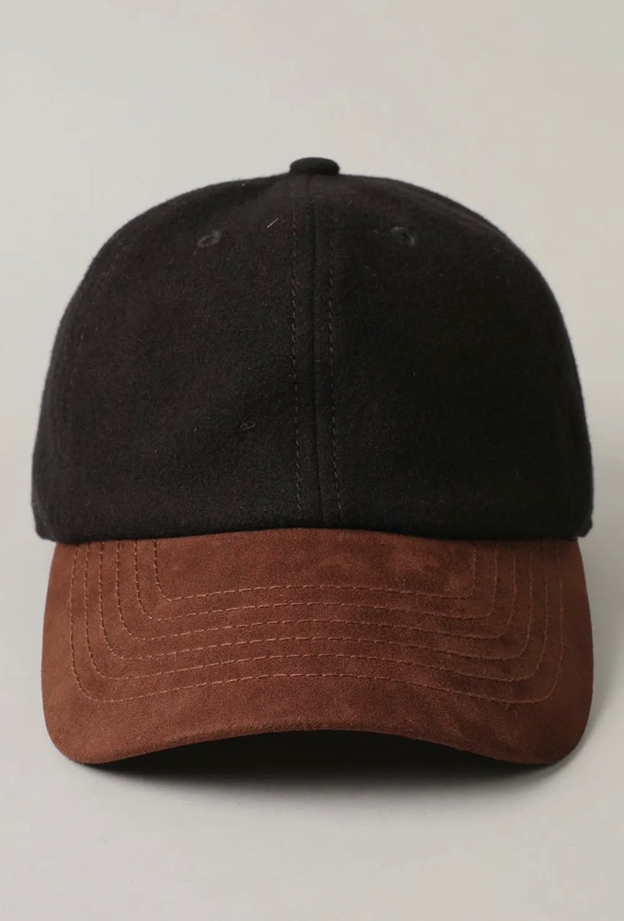 Wool Blend Casual Baseball Cap with Suede  Visor Hat