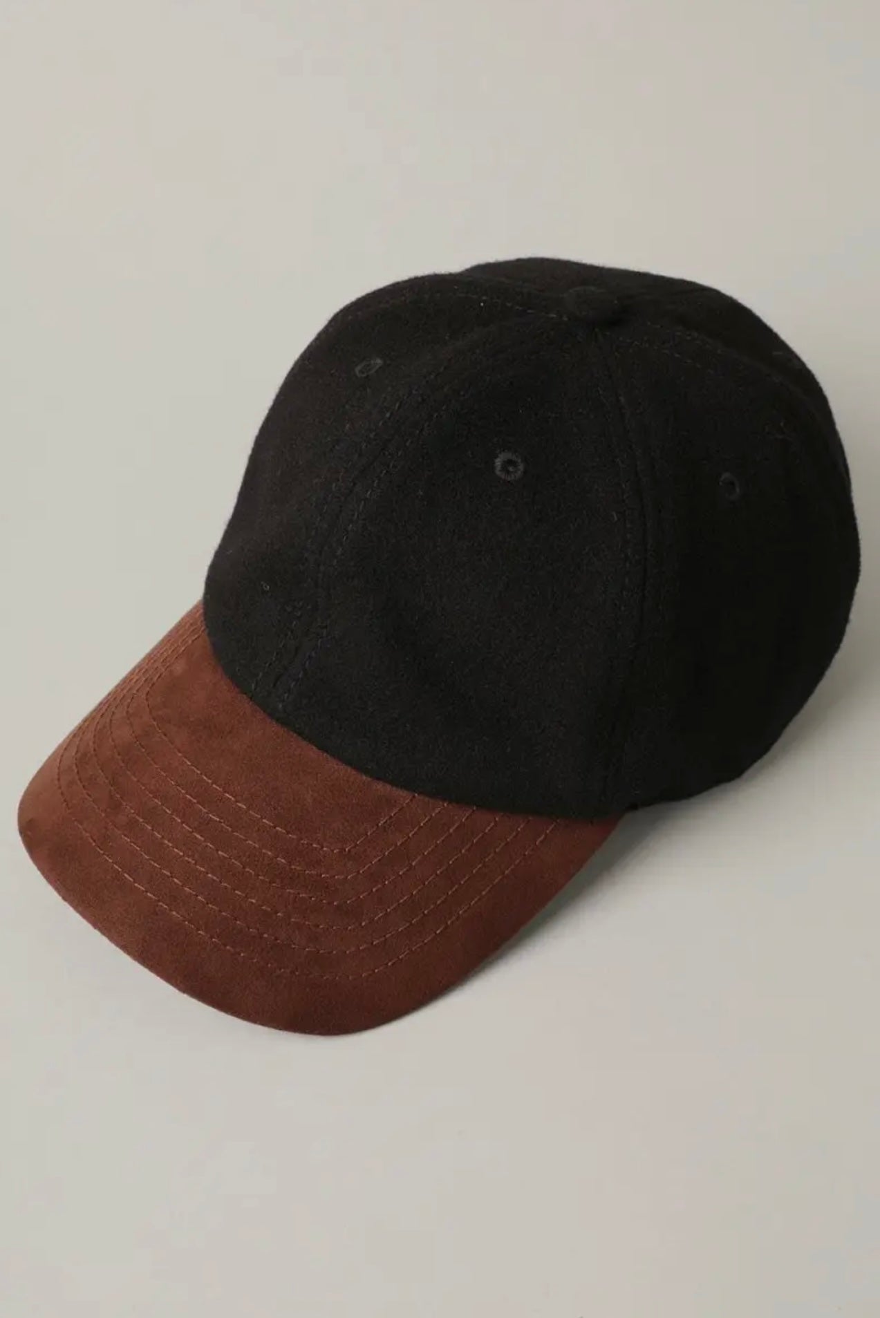 Wool Blend Casual Baseball Cap with Suede  Visor Hat