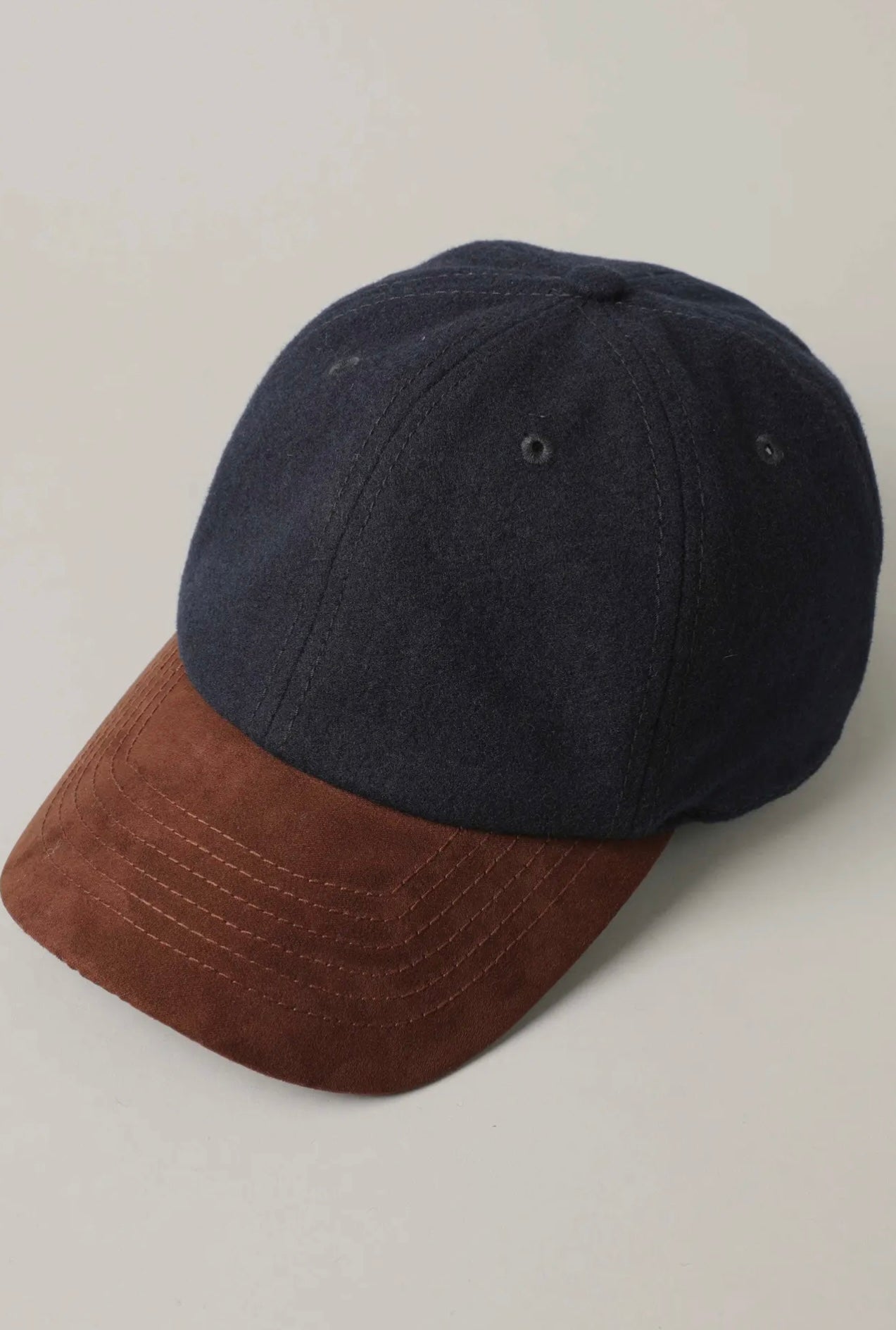 Wool Blend Casual Baseball Cap with Suede  Visor Hat