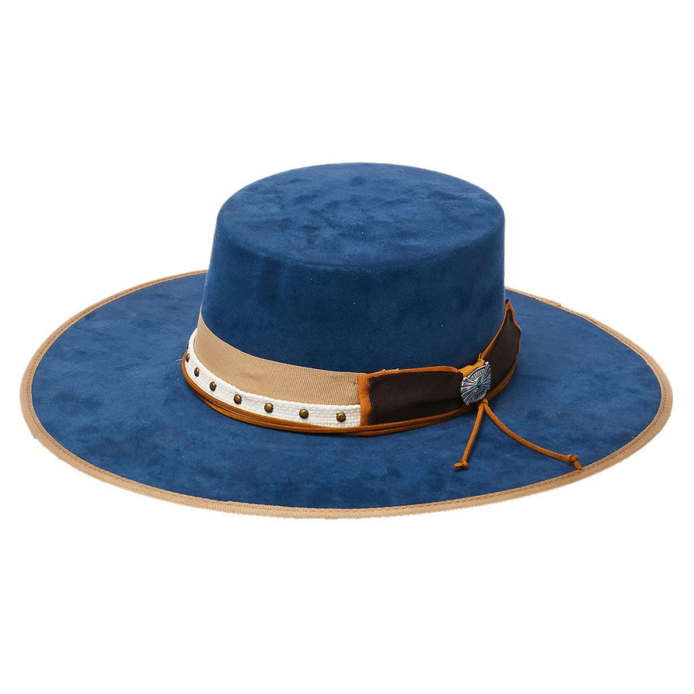 CA-MF-2232 POLYESTER SUEDE RANCHER HAT - Blue