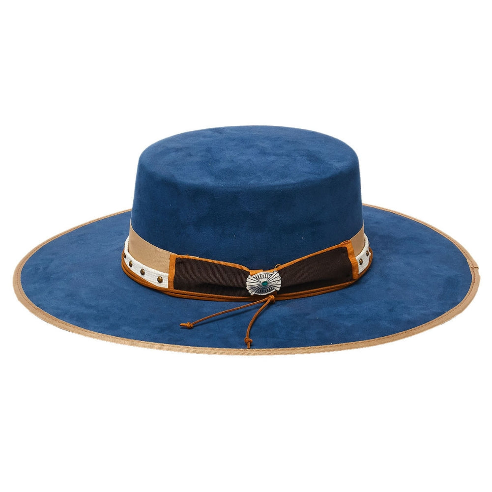 CA-MF-2232 POLYESTER SUEDE RANCHER HAT - Blue