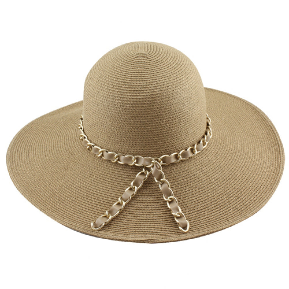 CS-999 LADIES HAT WITH MATCHING COLOR CHAIN - Beige, Black, White