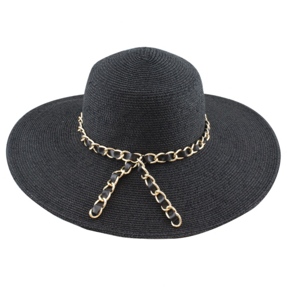 CS-999 LADIES HAT WITH MATCHING COLOR CHAIN - Beige, Black, White