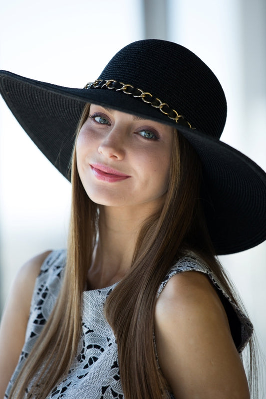 CS-999 LADIES HAT WITH MATCHING COLOR CHAIN - Beige and White only
