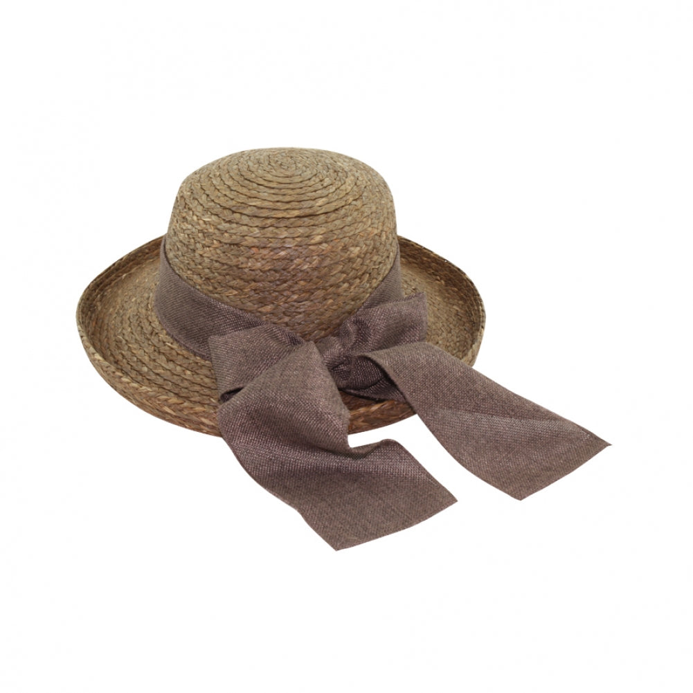 MS-5338 WOMEN'S HAT WITH RIBBON ON BACK - Brown